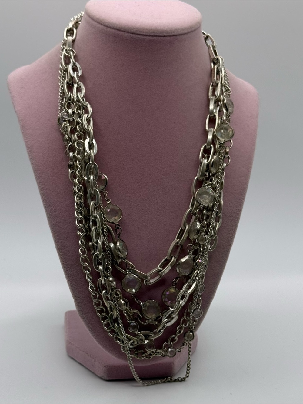 Vera wang Layered Silver-Tone Multi-Chain Necklace with Faceted Accents